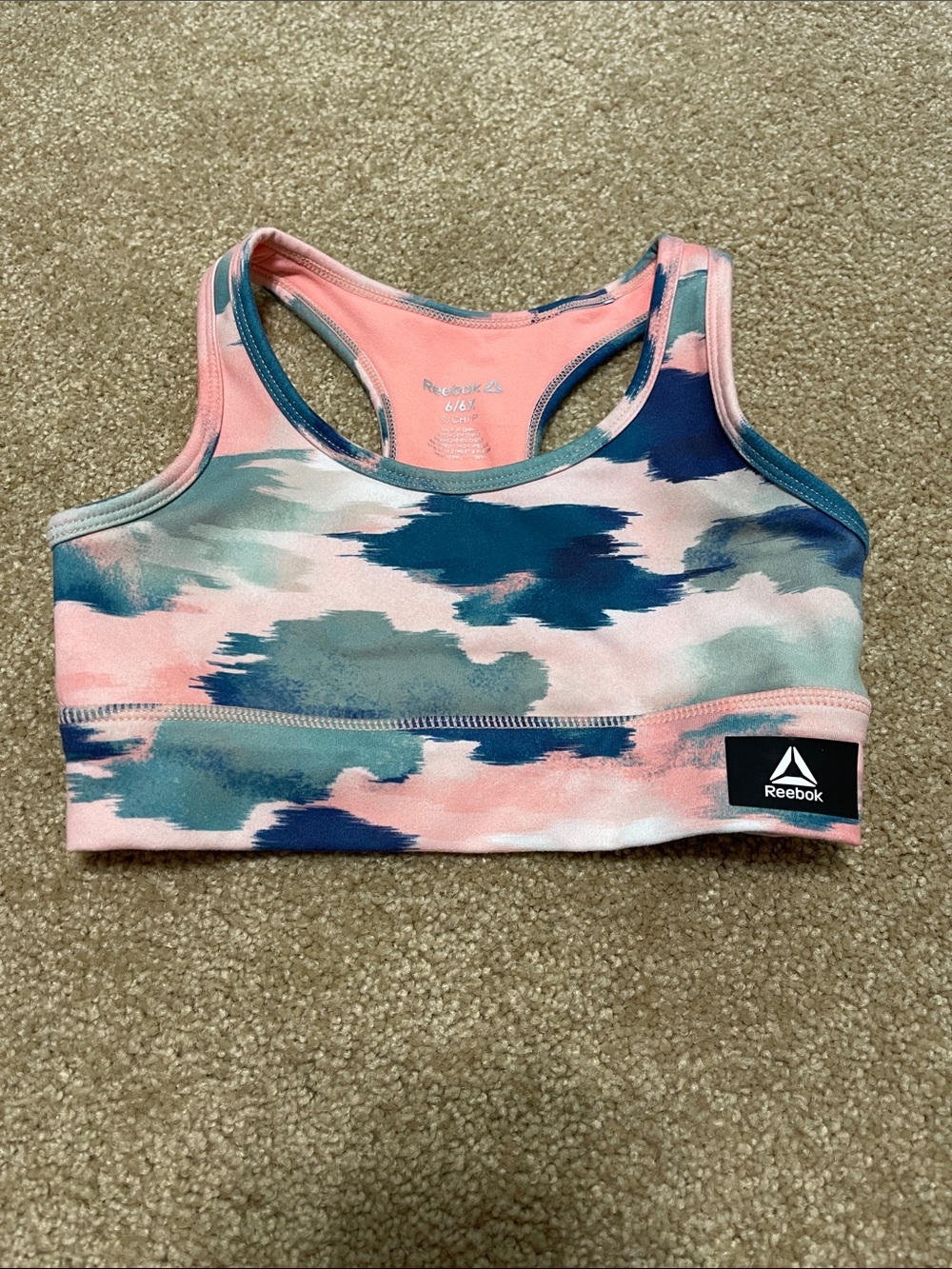 Reebok coral and blue Racerback Sports bra/swim top